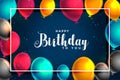 Happy birthday fun balloons card design background