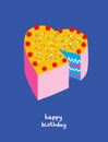 Happy Birthday. Funny Abstract Birtday Vector Card with Colorful Birthday Cake. Royalty Free Stock Photo