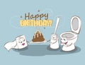 Happy Birthday. Funny card with birthday. Vector illustration. Royalty Free Stock Photo