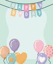 happy birthday garland with balloons Royalty Free Stock Photo