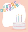 happy birthday garland with birthday cake Royalty Free Stock Photo