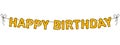 happy birthday garland, party bunting, big letters hanging on a string, vector illustration
