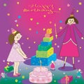 Happy Birthday Gift girl cake and fairy