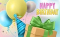 Happy birthday gifts vector concept design. Birthday greeting with party elements Royalty Free Stock Photo