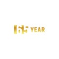 65 year, happy birthday gold logo on white background, corporate anniversary vector minimalistic sign, greeting card