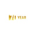 70 year, happy birthday gold logo on white background, corporate anniversary vector minimalistic sign, greeting card Royalty Free Stock Photo