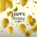 Happy birthday gold party balloon greeting card Royalty Free Stock Photo