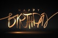 Happy birthday gold text on black background