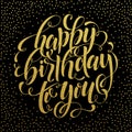 Happy Birthday gold text for greeting card, invitation Royalty Free Stock Photo