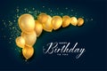 Happy birthday golden balloons with glitter background Royalty Free Stock Photo