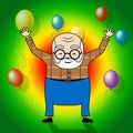 Happy Birthday Grandpa Balloons As Surprise Greeting For Grandad - 3d Illustration