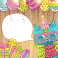 Happy Birthday Greeting Background With An Owl