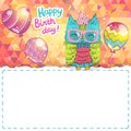 Happy Birthday Greeting Background With An Owl