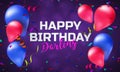 Happy birthday greeting card or banner with colorful balloons, confetti and place for your text Royalty Free Stock Photo