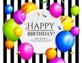 Happy Birthday greeting card. Bunch of balloons. Royalty Free Stock Photo