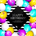 Happy Birthday greeting card. Bunch of balloons. Royalty Free Stock Photo