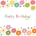 Happy birthday greeting card with colorful flowers Royalty Free Stock Photo