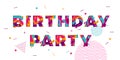 Happy Birthday greeting card confetti papercut multi color layers vector text