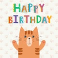 Happy Birthday greeting card with a cute cat and funny text