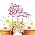 Happy birthday greeting card with cute tart