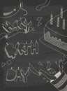 Happy Birthday greeting card design in vintage style with chalkboard Royalty Free Stock Photo