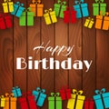 Happy Birthday greeting card with gift boxes Royalty Free Stock Photo