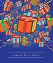 Happy birthday greeting card with gifts