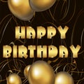 Happy birthday greeting card with golden balloons Royalty Free Stock Photo
