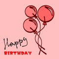 Happy Birthday. Greeting card with the image of balloons