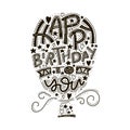 Happy birthday greeting card lettering. Hand drawn invitation. Typography background. Celebration text. Handwriting