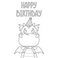 Happy birthday greeting card. Outline