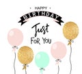 Happy birthday greeting card and party invitation template with balloons. Vector illustration. Royalty Free Stock Photo