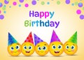 Happy Birthday greeting card with smile yellow faces Royalty Free Stock Photo