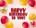 Happy birthday greeting card vector banner design with colorful balloons Royalty Free Stock Photo