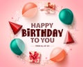 Happy birthday greeting card vector banner template. Happy birthday in white empty circle for message