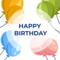Happy Birthday Greeting Cartoon Card with Balloons Royalty Free Stock Photo