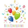 happy birthday greetings balloons and streamers Royalty Free Stock Photo