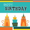 Happy birthday greetings card with cats