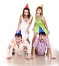 Happy birthday group of young people. Royalty Free Stock Photo