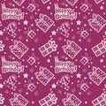 Happy birthday hand drawn pattern Background with purple color Royalty Free Stock Photo