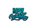 Happy birthday hand lettering text, brush ink calligraphy, vector type design, isolated on white background.