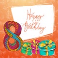 Happy birthday hand lettering. Vector greeting card. Original calligraphic phrase