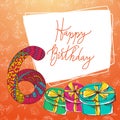 Happy birthday hand lettering. Vector greeting card. Original calligraphic phrase