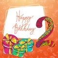 Happy birthday hand lettering. Vector greeting card. Original calligraphic phrase