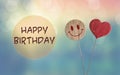 Happy birthday with heart and smile emoji Royalty Free Stock Photo