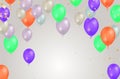 Happy birthday holiday balloons design colorful Party Flags And Ribbons Falling On Background. eps Royalty Free Stock Photo