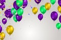 Happy birthday holiday balloons design colorful Party Flags And Ribbons Falling On Background. eps Royalty Free Stock Photo