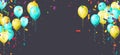 happy birthday horizontal illustration Celebrate with balloons with confetti for festive decorations vector illustration Royalty Free Stock Photo