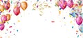 happy birthday horizontal illustration Celebrate with balloons with confetti for festive decorations vector illustration Royalty Free Stock Photo