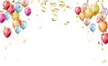 happy birthday horizontal illustration Celebrate with balloons with confetti for festive decorations vector illustration Royalty Free Stock Photo